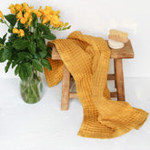 West Elm  Hand Towel  Waffle Texture, 100% Turkish Cotton Hand Towel, Hair Towel (Hand Towel, Mustard)